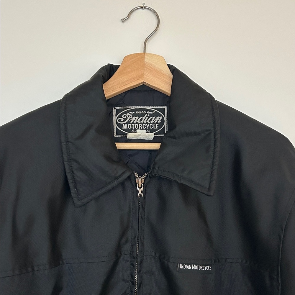 Vintage 90’s Indian Motorcycle Black Nylon Mens Jacket Large